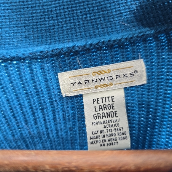 Vintage Cardigan Womens Large Blue Knit Jacket Sweater Button Up Granny Acrylic - Picture 3 of 9